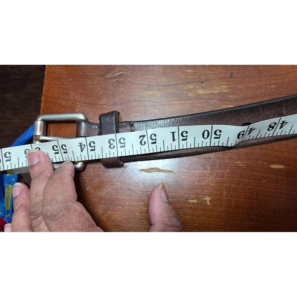 Levis‎ Leather Belt Mens XL Dark Brown Silver Buckle Casual Work Wear